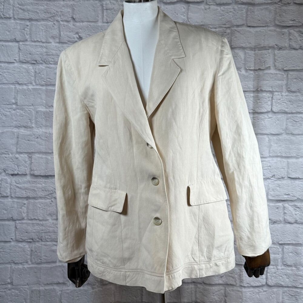 Vintage 80s Byblos Capriccio Linen Blazer Women's Medium Suit Jacket Italy